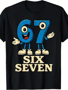 Funny Italian Brainrot Gaming Meme T-Shirt - 67 Six Seven 6-7 Design with Smiling Number 67 & Italian Text, 100% Soft Crew Neck Short Sleeve Tee for Men & Women, Casual Gamer Gift (S-XXXL) - Humorous Pixel Art Style Apparel for Parties & Casual Atti