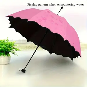 Compact 8-Rib Manual Folding Umbrella, Lightweight 190t Polyester Fiber, Portable Plastic Handle, Ideal for Travel and Outdoor Activities, Whimsical Umbrella