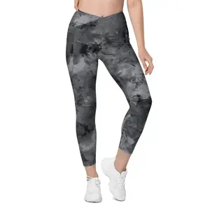 Tye Dye Black Crossover Leggings with Pockets - LaLa D&C