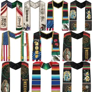 Custom Mexican American Flag Graduation Sash 2026 – Personalized Mexico Graduation Stole, Class of 2026 Gift