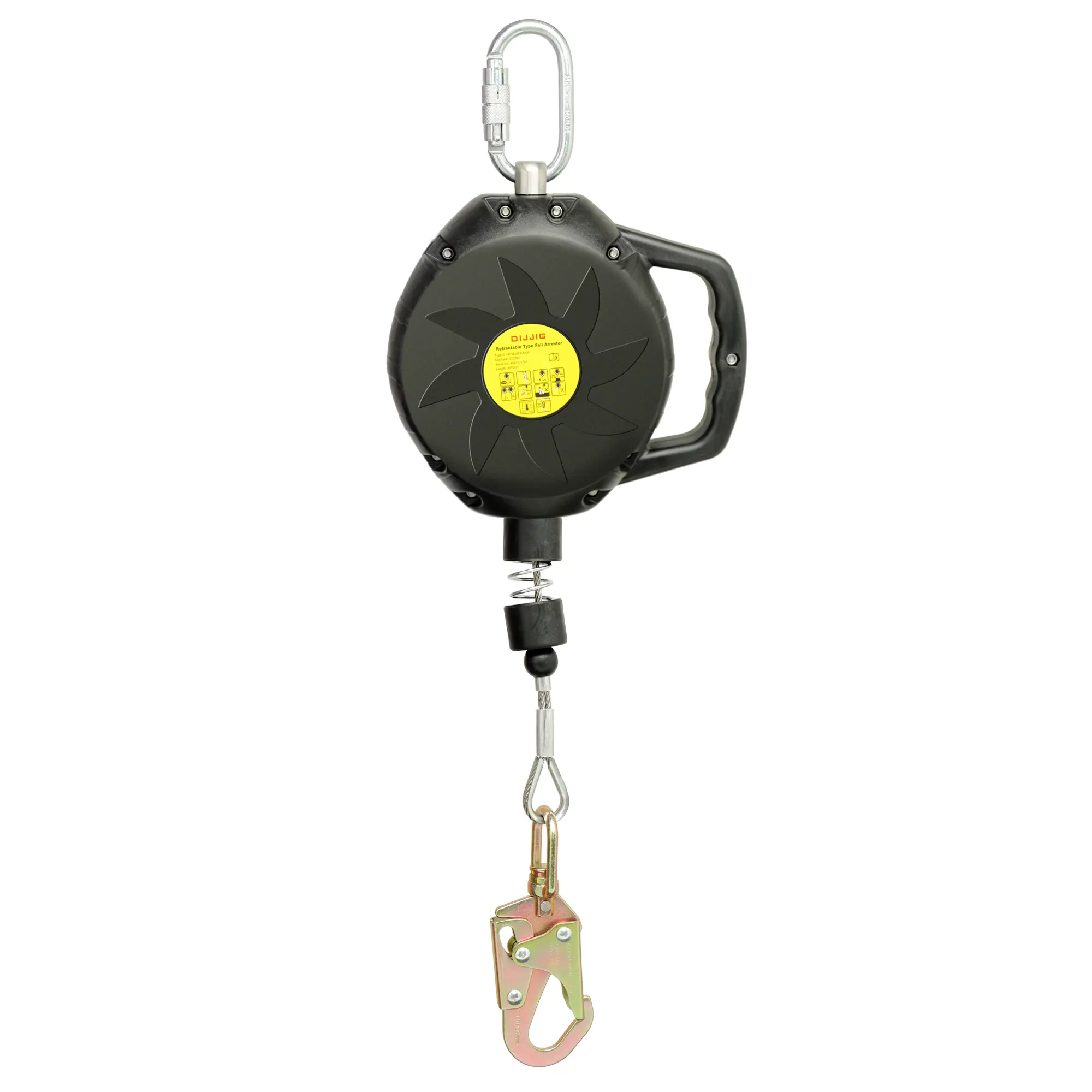 20FT Self-Retracting Lifeline Fall Protection Lanyard - Heavy Duty Galvanized Steel Cable, Class 1 SRL, ANSI OSHA Compliant, Locking Heavy Duty Carabiner Clips, Shock Absorbers, Swivel Anchor, Construction Roofing Work Safety Gear