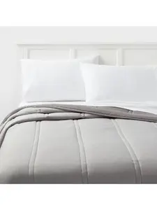 Full/Queen Lofty Microfiber Comforter Dark Gray Heather - Room Essentials