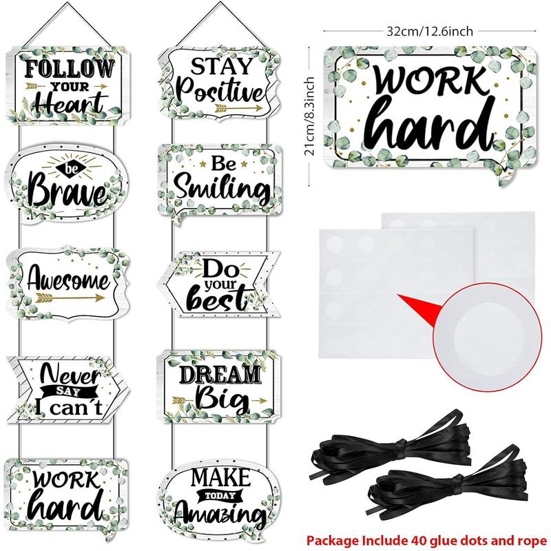 Classroom Decoration Banner Eucalyptus Motivational Banner Poster Inspirational Cards Motivation Porch Sign Positive Sayings Accents Cutouts for  to School Season Office  School