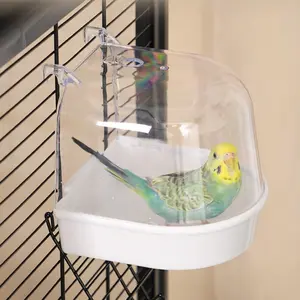 Bird Supplies, Parrot Bathing Bowl, Bird Bathing Device, Starling Bathing Box, Hanging bird bath for cage, Parrot bath tub with splash guard, Small bird bathing box, Hanging Bird Bath Box with Transparent Cover