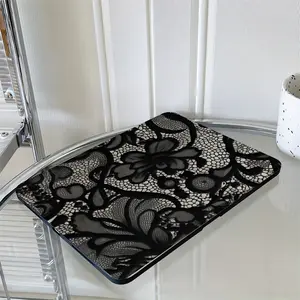 Black lace floral iPad case with pen holder, automatic wake/sleep tablet case, tablet accessories compatible with iPad, tablet cover