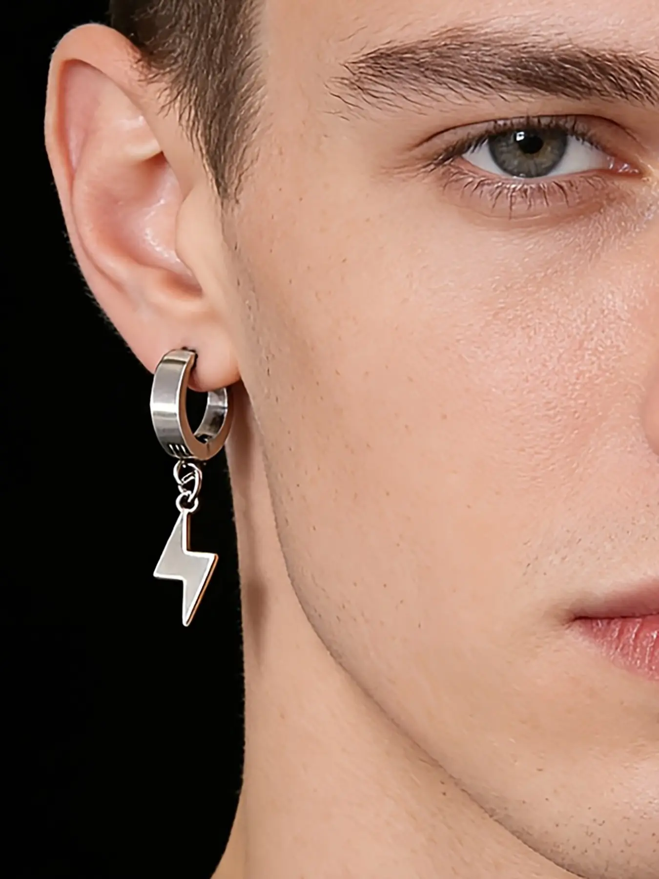 2 Pcs Stainless Steel Lightning Bolt Men's Earrings, Durable and Stylish Jewelry, Perfect Gift for Him, Trendy Accessory for Everyday Wear