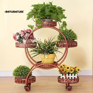 New store discount New store discount Spacious Multilayer Iron Art Flower Rack - Smooth-Gliding Wheels, Sturdy Floor-Standing Construction - Ideal for Indoor Decorative Shelves, Green Flower Pots, Household, Living Room, and Balcony Decor
