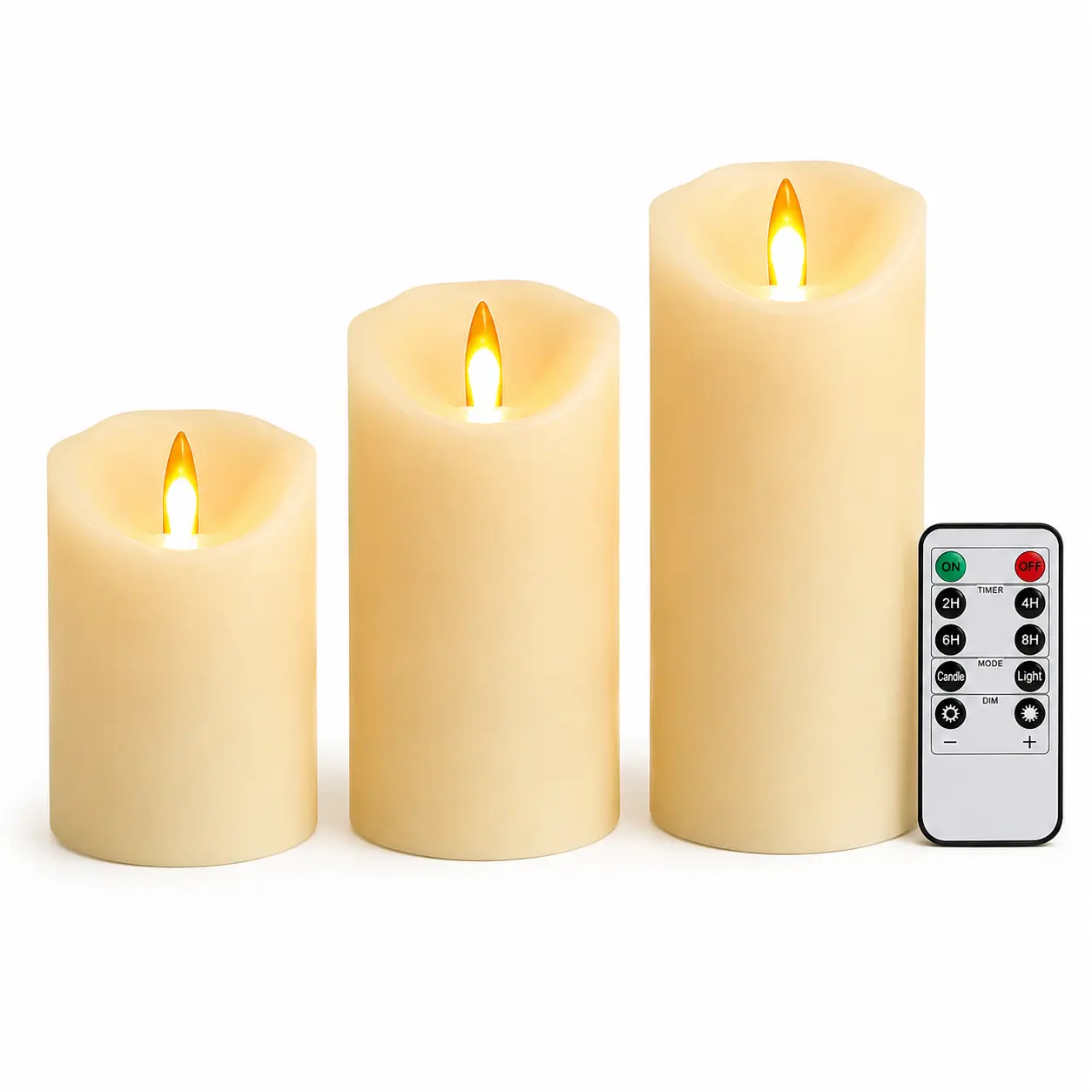 3-Pack Flameless Flickering LED Candle Lights - Remote Control, Dimmable, Timer Function, Auto Shut-Off, Indoor Home Improvement Holiday Decor, Home Improvement Decor