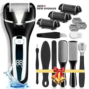 Electric Callus Remover for Feet with 3 Roller Heads 2 Speed Rechargeable Waterproof Professional Pedicure Kit 14 in 1 Foot File Tools Perfect for Dead Hard Cracked Dry Skin