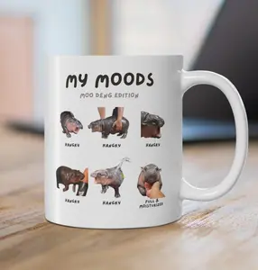 [Sale Up To 50%] Moo Deng Mood Sassy Hippo Mug  Cute  Funny  Gift