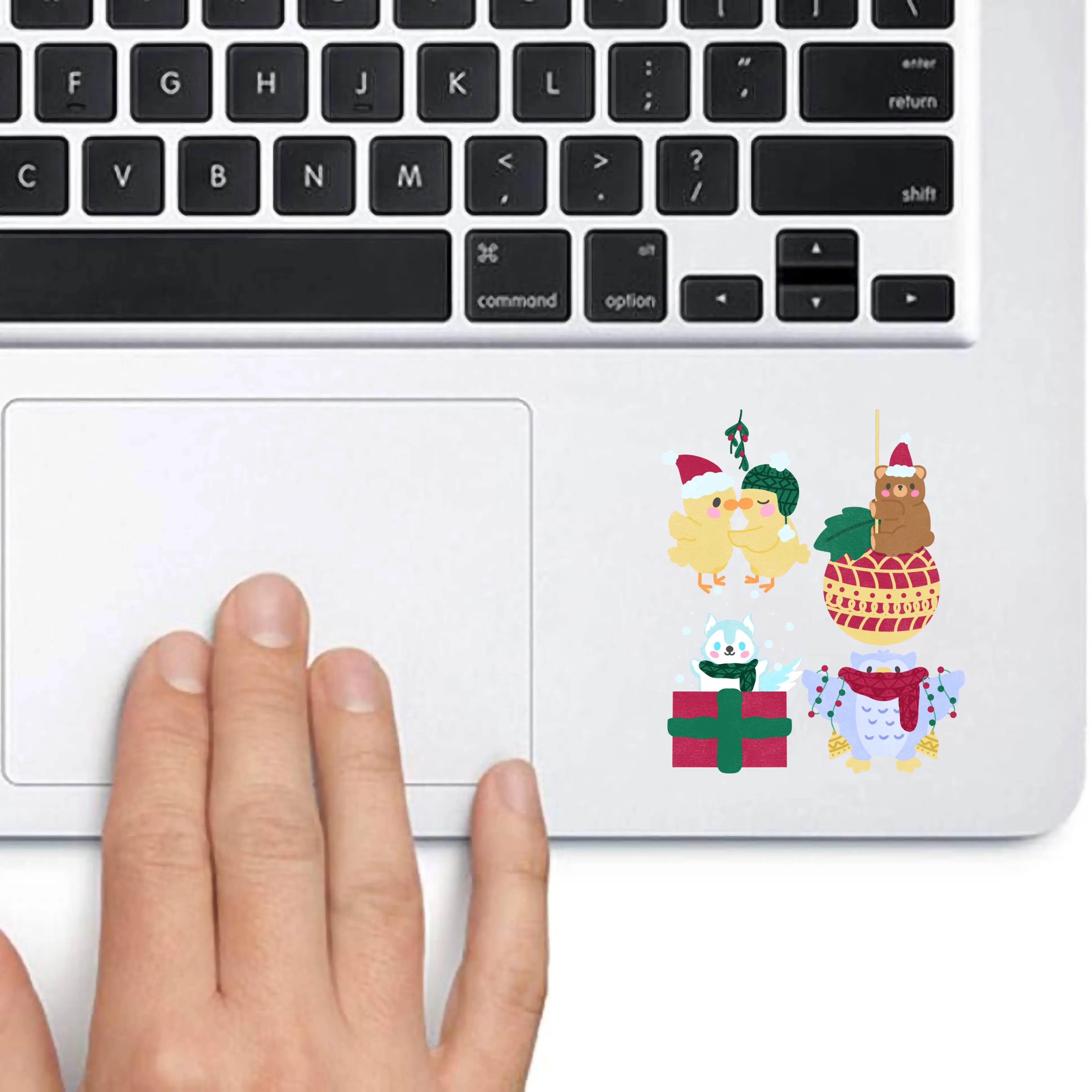 Cute Christmas Animals Tee 2x2 inches Cut Out Sticker