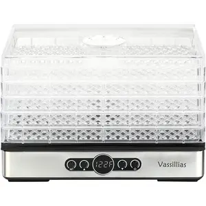 Food Dehydrator Dryer for Healthy Food Meat Jerky Fruit Vegetable Mushroom Herb 400W 158°F Mini Dryer with 5 BPA-Free Drying Racks and Slide Out Tray White Model 904