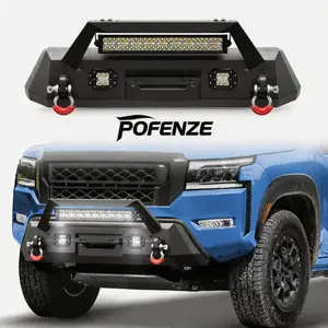 POFENZE-Mestan Tundra Front Bumper for 2022-2024Nissan Frontier, w/LED Lights, D-rings andLicense Plate Bracket car accessories men