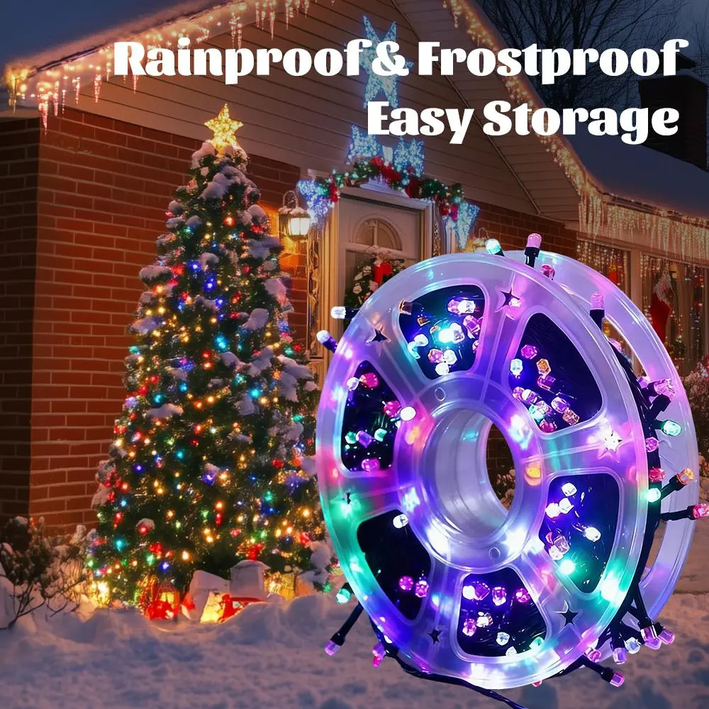 Professional LED String Lights 500 LEDs, 50m Multi-Color Outdoor Lights with Storage Reel, 8 Modes, Low Voltage & Weather Resistant