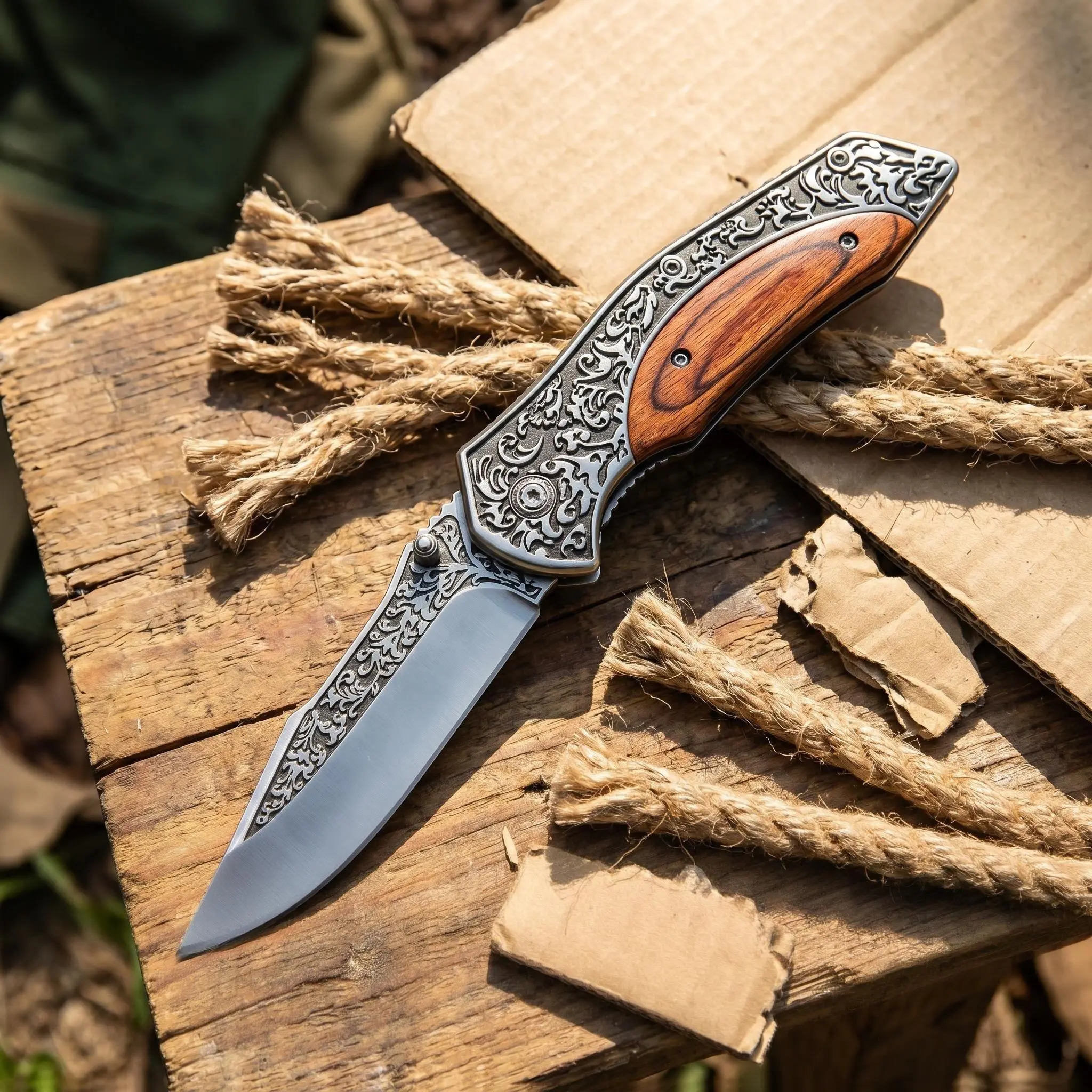 Stainless steel outdoor folding knife, EDC pocket knife, kitchen fruit knife, suitable for outdoor barbecue, fruit cutting, fishing and other purposes, Mother's Day gift