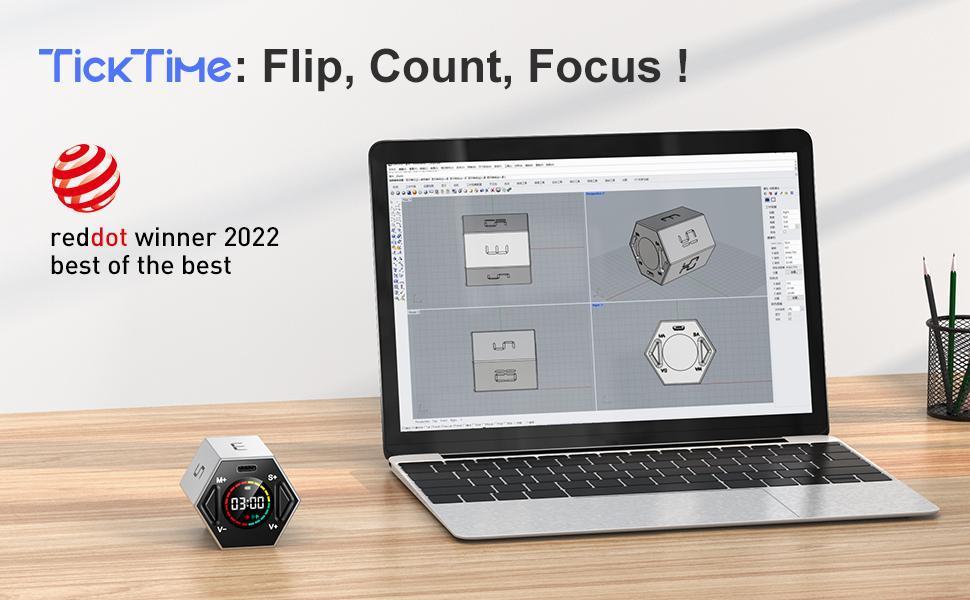 【Limited time】Ticktime Pomodoro Timer Cube, Productivity Timer, Pause & Resume, Silent & Adjustable Sound Alert, for ADHD, Task, Work, Study, 3/5/10/15/25/30min & Custom Countdown