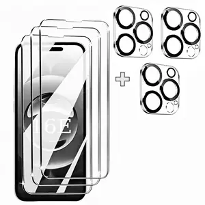 [6IN1 Tempered Glass for iPhone] 6IN1 Tempered Glass for iPhone 16 15 14 13 12 11 Pro Max Camera Screen Protector for iPhone 16 15 14 Plus 13 12 Mini Lens Glass