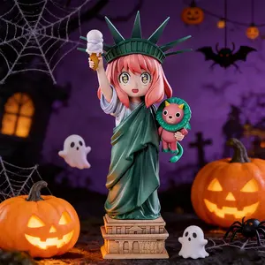 1PC Anya Forger Statue of Liberty Figure, Creative Crossover Statue, Anime Collectible Model，Liberty Cosplay, Chimera Plush Scene Statue