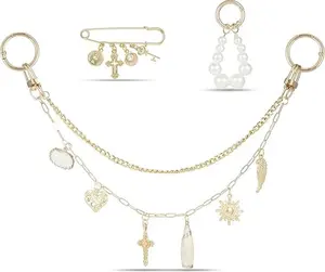 Original 4 in 1 Bag Charms Gold, Purse Charms, Pearl Bag Charms for Handbags, Purse Keychain, Purse Chain Charm, Bag Charm Chain, Bag Charms for Women