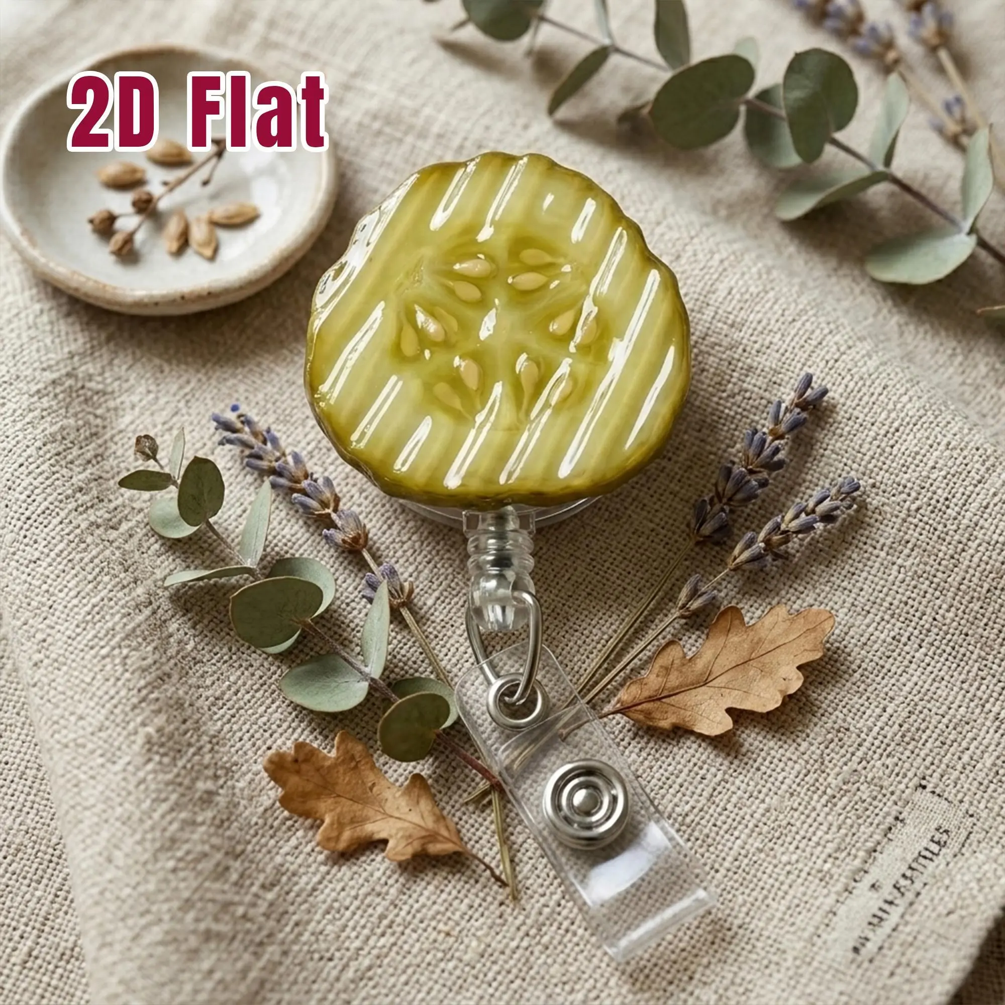Funny Pickle Badge Reel – Realistic Acrylic Pickle Slice, Nurse Retractable ID Holder Gift