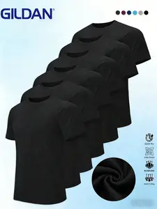 GILDAN 6-Pack Men's 100% Cotton T-Shirts (S-4XL) | Essential Bulk Value Workout Tees, Breathable Soft Regular Fit Crew Neck, Everyday Basics Multipack Gift for Him