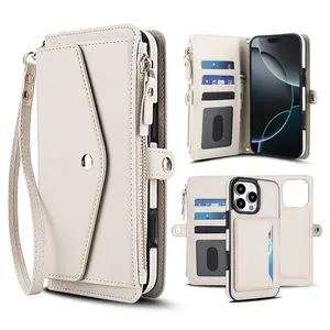 Women's Wallet Case Cover for iPhone 16e/15/14/13/12 Pro Max & More, Wireless Charging Support, RFID Blocking Card Holder, Magnetic Detachable Design, Protection, Accessories