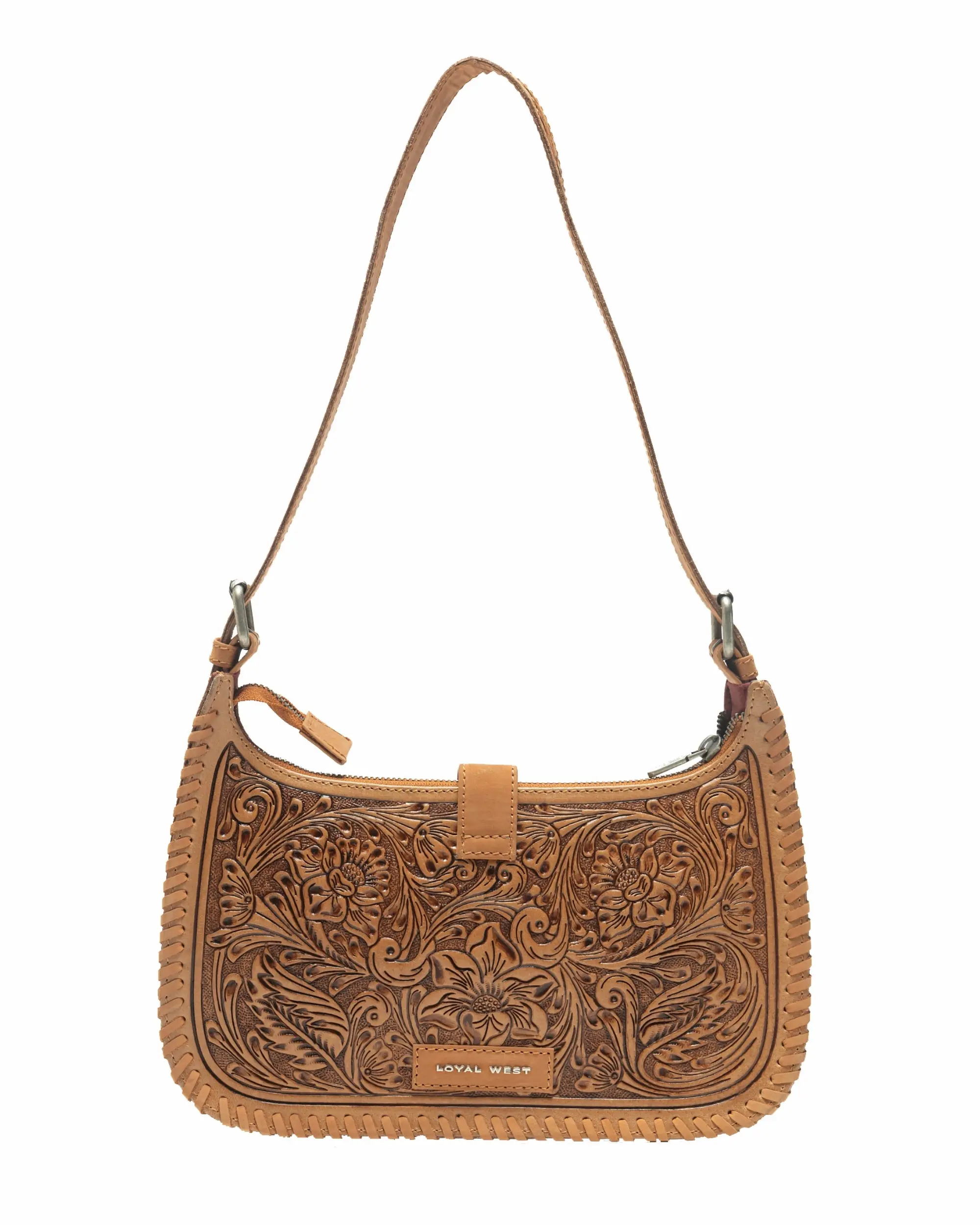 Women's Large Saddle Brown Handtooled Leather Satchel Purse - Elegant Handbag Shoulder Purse, Crossbody Bag for Daily Use, Daily Use Bags, Artisan Crafted, Crossbody Strap, Soft Calfskin, Casual, Long Strap, Fashionable Bags
