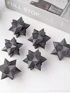 Shungite Crystal Star Shaped Ornament, 1 Count Natural Shungite Crystal Melkaba Pentagram Quartz Healing Stone, Chakra Reiki for Home Decor and Crafts