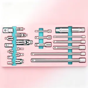 Professional Socket Accessory Set, 22-Piece Drive Tool Kit with Extension Bars, Socket Adapters, Universal Joints, Spark Plug Sockets, Cr-V Steel, EVA Foam Storage Case, Reusable