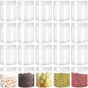20 Pack 4oz Clear Plastic Jars with Lids,Wide-Mouth Refillable Storage Containers,Empty Round Containers for Candy,Beads,Lotion,Slime Making and  Storage