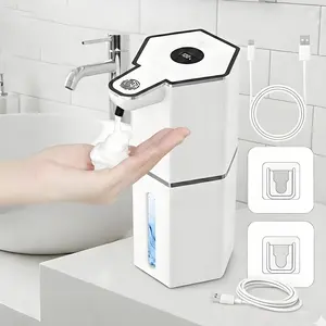 Automatic Foaming Soap Dispenser 12oz – Touchless Sensor Hand Soap Dispenser with 4 Adjustable Levels, USB Rechargeable Waterproof Wall-Mounted Soap Dispenser for Kitchen & Bathroom