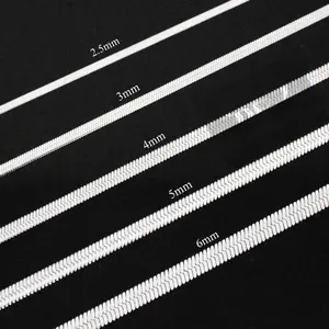 Stainless Steel Herringbone Flat Chain Classic Necklace Men Women 16"-24"
