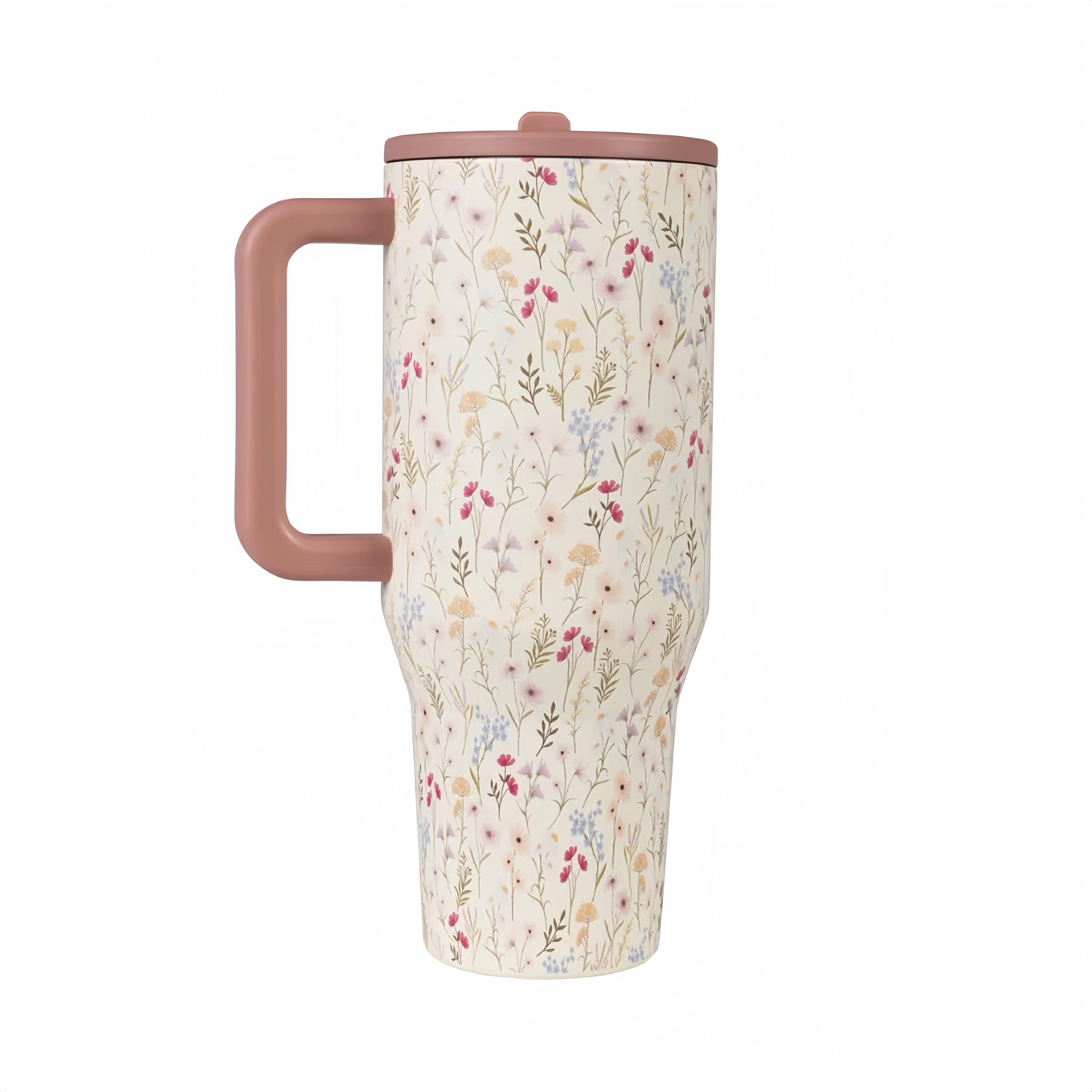 HydroJug Traveler 40oz Tapered Stainless Steel Thermal Insulated Vacuum Flask - Casual Commute Use, Silicone Handle, Leakproof Flip Lid Straw, Soft-Tone Floral Wildflower Design, Reusable Car Cup Holder-Fit School Drinkware HydroJug Traveler 40oz Tapered Stainless Steel Thermal Insulated Vacuum Flask - Casual Commute Use, Silicone Handle, Leakproof Flip Lid Straw, Soft-Tone Floral Wildflower Design, Reusable Car Cup Holder-Fit School Drinkware