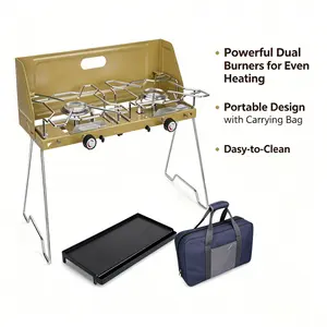 Foldable barbecue grill, with grill pan and storage bag, multifunctional barbecue stove, suitable for group picnics, garden courtyards, camping and travel