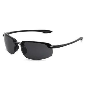 Men's Rimless Polarized Sports Sunglasses, UV400 Anti-Glare, Ultra-Light for Driving & Outdoors