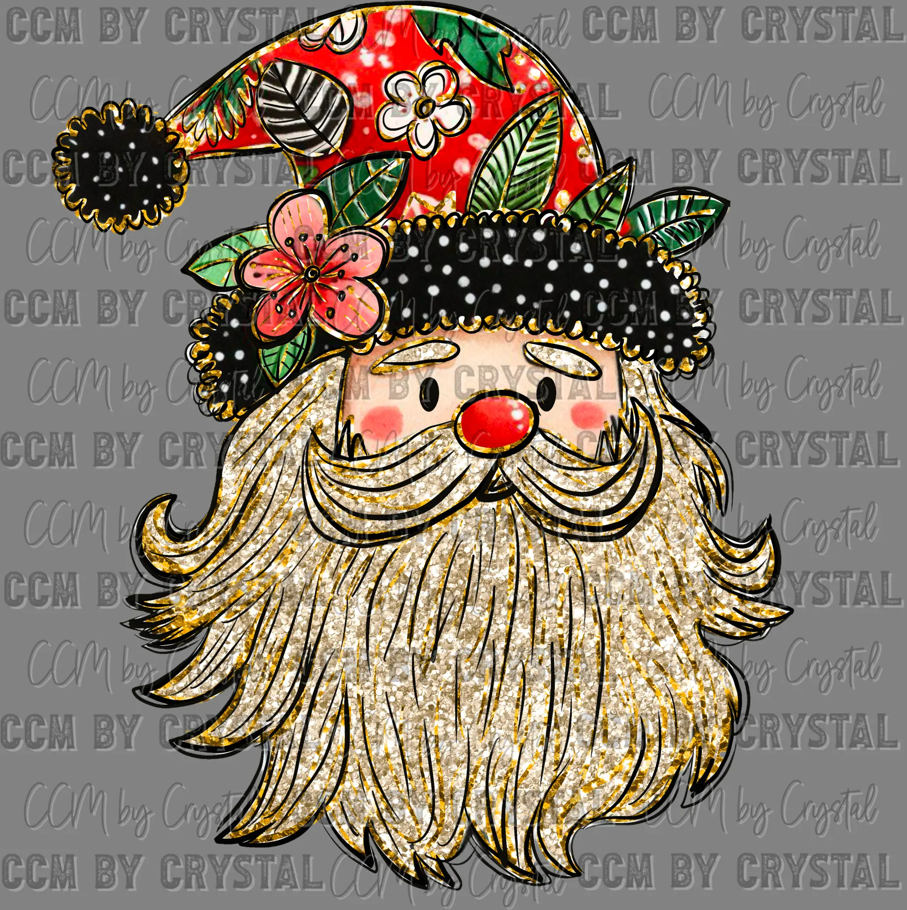 Christmas Gold Santa Faux Glitter Ready to Press Transfer Direct to Film DTF Transfers Sublimation Transfer CCMbyCrystal