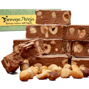 Viral Italian Chocolate Bar with Hazelnuts - Italian Soft Nougat - Luxurious Torrone Dolci Aveja 220g