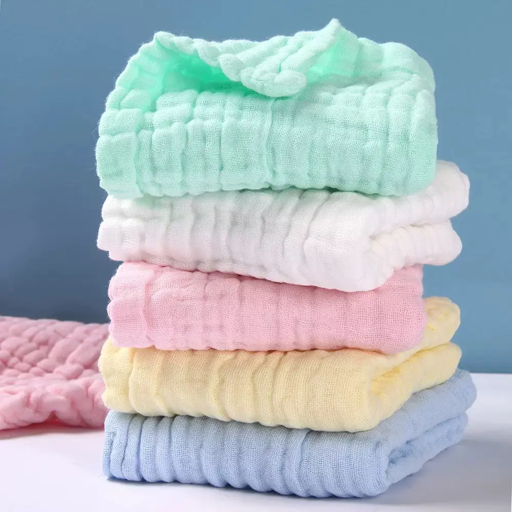 6-Pack Pure Cotton Gauze Towels - Soft Absorbent Baby Items for Kids, Ideal as Face Cloths, Drool Bib Wipes, Small Hand Towels for School & Daily Use