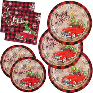 Christmas Dinner Plates and Napkins Disposable Paper Plates and Napkins Celebrate Christmas Party Supplies Serves 50