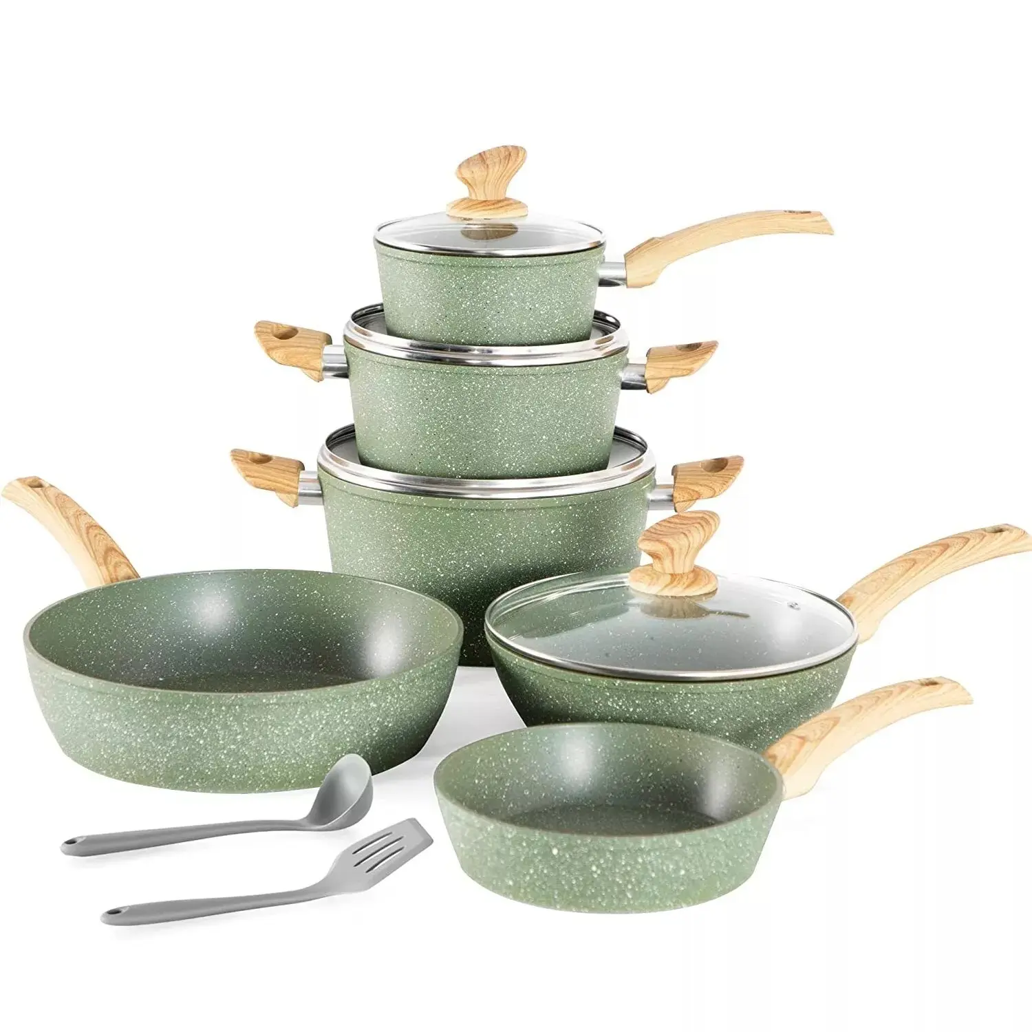 Pots and Pans Set Nonstick Kitchen Induction Cookware Set Granite Coated Pot Set