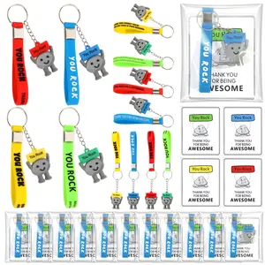 Easter Keychain Gift 12set Keychain You Rock Keychain and Bracelets  Positive Keychain Gift Inspirational Keychain with Motivitinal Quotes Emotional Support Gift for Office Coworker Colleague Staff Friends Family Student Teacher, Easter Basket Stuffers