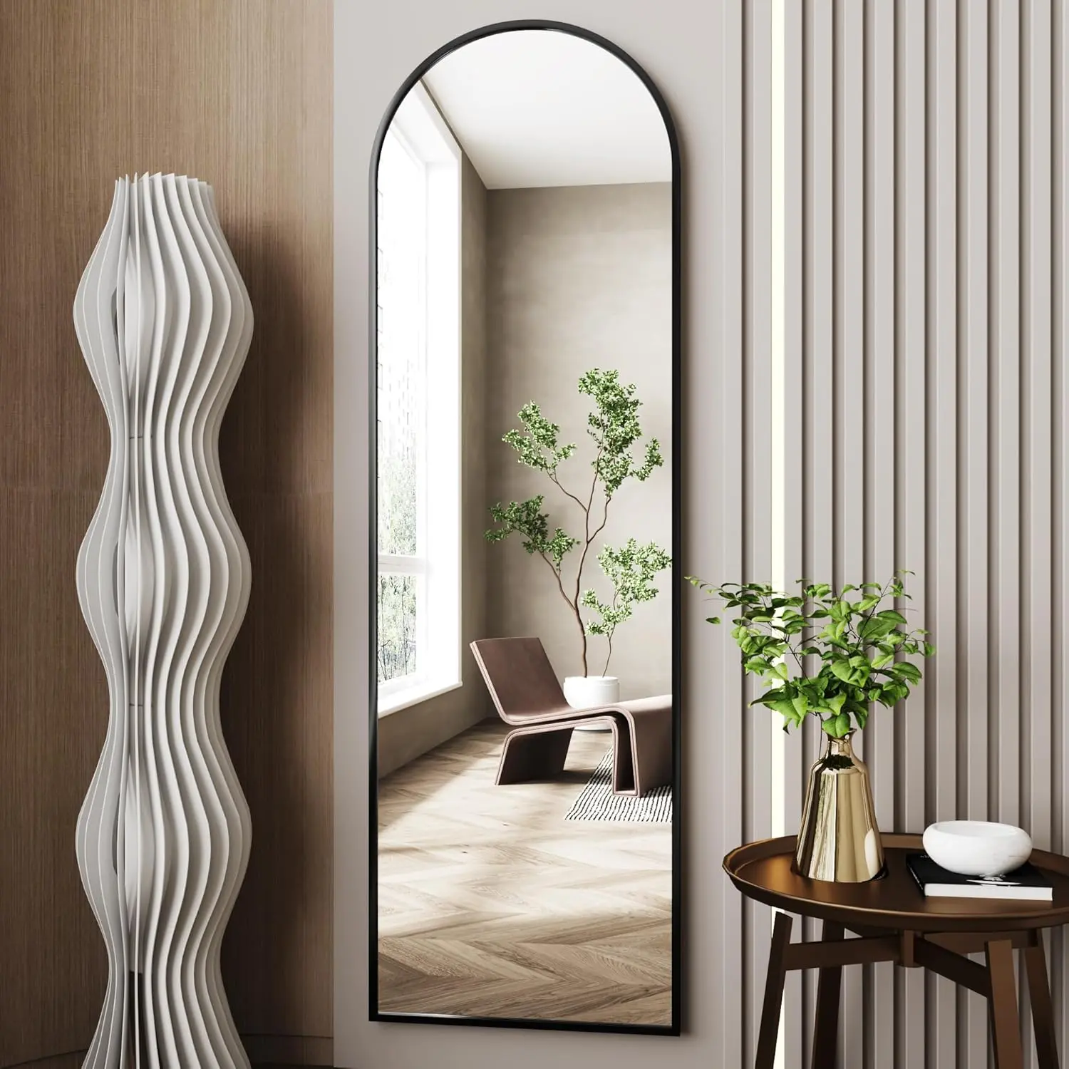 Wall Mirror Full Length 18"x58",Arched Floor Mirror,Full Length Wall Mirrors,Arched Wall Mirrors,Full  Mirror,Black Frame