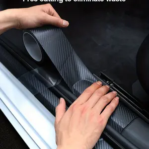 3D Carbon Fiber Sticker Car Threshold Protective Film Anti Scratch Waterproof Matte Black Nano Sticker For Car Body