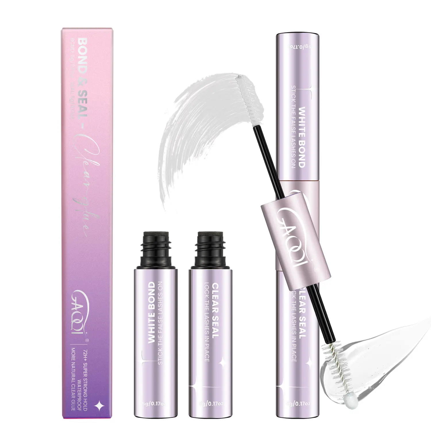GAQQI Lash Cluster Glue 10ml, Lash Bond and Seal Waterproof,Lash Glue for Eyelash Clusters 72 Hours Long-Lasting，Strong Hold Eyelash Cluster Glue Sensitive Eyes Latex-Free