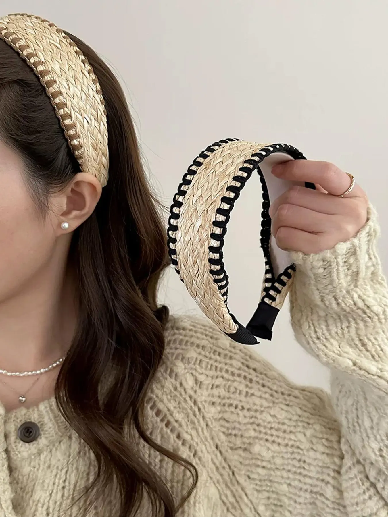Boho Style Straw Headband, Wide-brimmed Hair Hoop, Fashion Headbands for Women & Girls, Fashion Hair Accessories for Beach Vacation and Daily Use, Headband Set