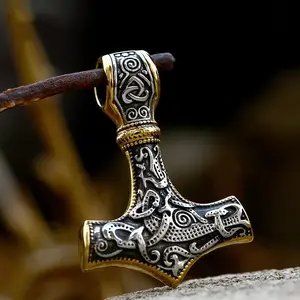 GTHIC Thor’s Hammer Stainless Steel Pendant for Men Women Statement Jewelry Daily Wear
