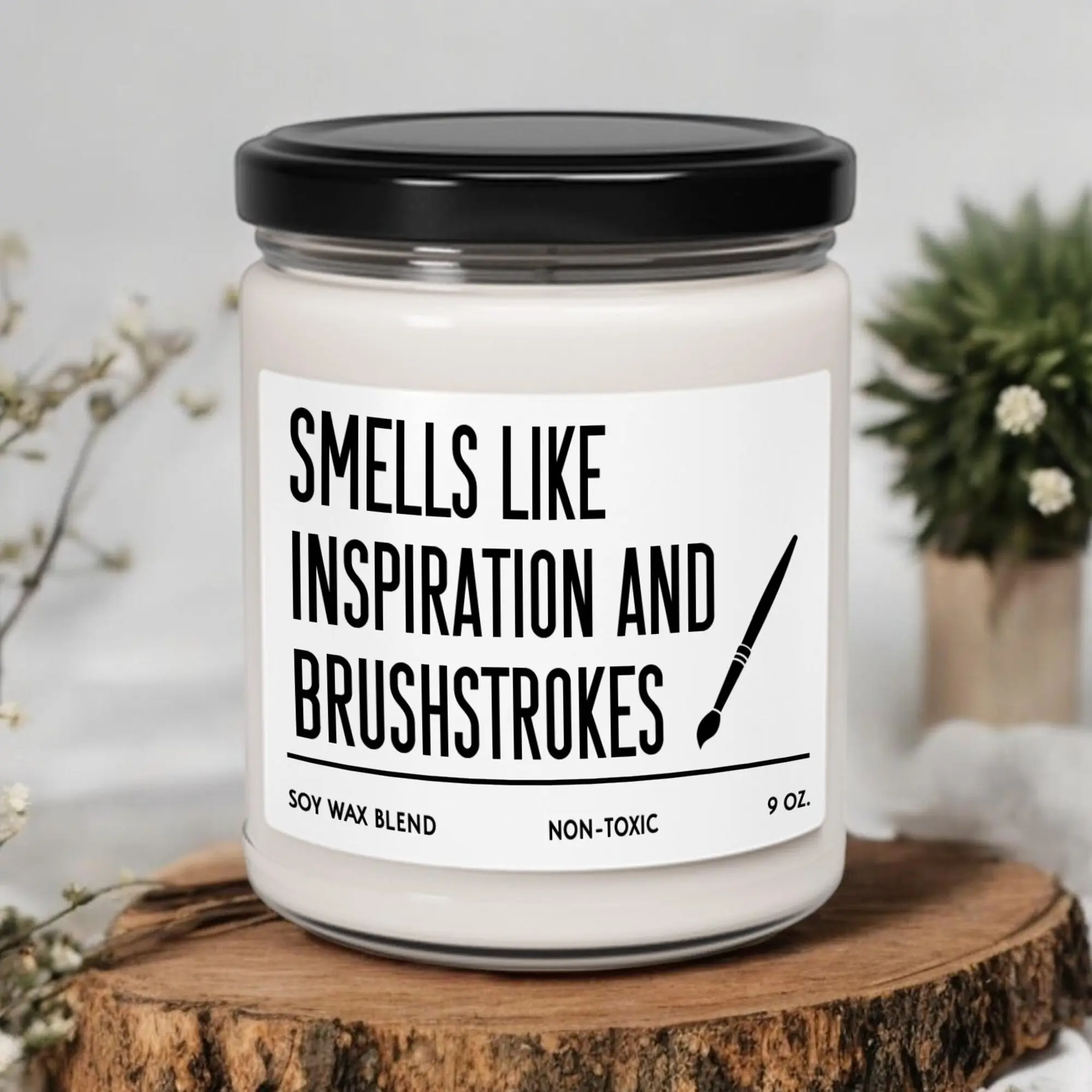 Smells Like Inspiration and Brushstrokes Candle, Artist Candle, Artist Gifts, Artist Soy Wax Candle, Artist Birthday Gift (OS-AYai24OKK) Decor Glass