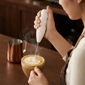 Wireless Electric Milk Frother and Coffee Stirrer, Stainless Steel Mixing Head, Quick Milk Foam Dispenser, Powered by Aa Batteries