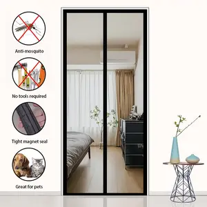 Reinforced Magnetic Door Fly Screen - Heavy Duty PP Mesh with Strong Magnets - Self-Sealing Anti-Mosquito Net - Easy Install for Patio & Front Door