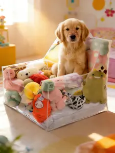 Large Capacity Sofa Storage Bag, Transparent Toy and Doll Seat Cover, Durable PVC Plush Animal Storage Bench, Space-Saving Multi-Functional Bench